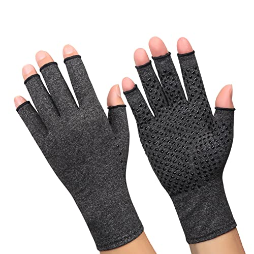 CHICIRIS Kompressionshandschuhe, Hochelastischer Strickstoff, Weiche Schmerzlinderung, Schweißabsorbierende Halbfinger Fitness Handschuhe, Rutschfest für den Alltag (Heather Grey S) von CHICIRIS