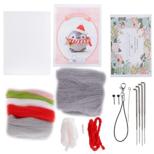 CHICIRIS Nadelfilz-Set, Dekoration, Tierpuppe, Geschenk, Wollfilz-Materialien mit Nadel für Haushalt, Anhänger, Anfänger, Ornamente (112#Energie-Weihnachtsmütze) von CHICIRIS