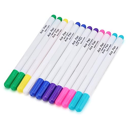 CHICIRIS Stoffmarker Zum Nähen, mit Wasser Löschbare Stifte, Verschwindende, Löschbare Tinte, Stoffmarkerstift, 12er-Pack, 7 Farben, Wate von CHICIRIS