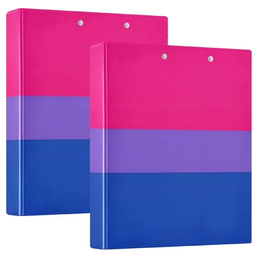 Bisexuelle LGBT-Flagge, 3,8 cm, 3 Ringe mit rutschfestem Metallclip, runde Ringbücher, einfacher Ordner, Organizer für Schule, Büro, 2 Stück von CHIFIGNO