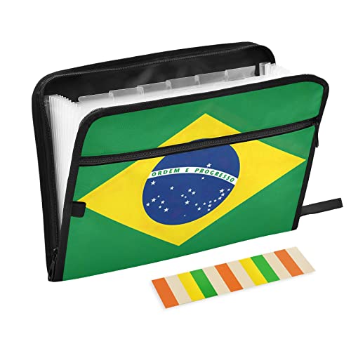 Brasilien Flagge Fächermappe Dokumenten-Organizer, 13 Taschen A4 Größe erweiterbare Aktenordner für Business Büro Schule von CHIFIGNO