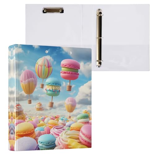 Bunte Heißluft-Macaron-Luftballons, 3,8 cm, 3-Ring-Ordner, runde Ringbücher mit rutschfestem Metallclip, D-Ringbuch für Schule, Büro, Zuhause, 1 Stück von CHIFIGNO