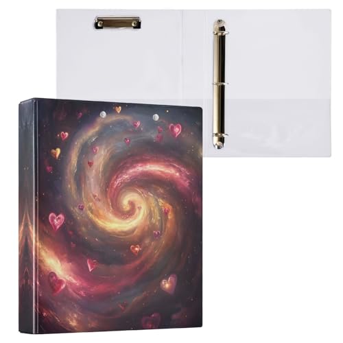 Galaxy Hearts 3,8 cm Ordner mit 3 Ringen, langlebige Basisordner mit 3 Innentaschen, dekoratives süßes Drei-Ringbuch für Schule, Bürobedarf, 1 Packung von CHIFIGNO