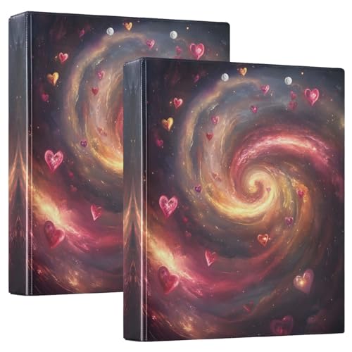 Galaxy Hearts Ringbücher mit 3 Ringen, 3,8 cm, für 200 Blatt, dekorativer niedlicher Ordner, vielseitige Ordner für Arbeit, Schule, Büro, 2 Stück von CHIFIGNO