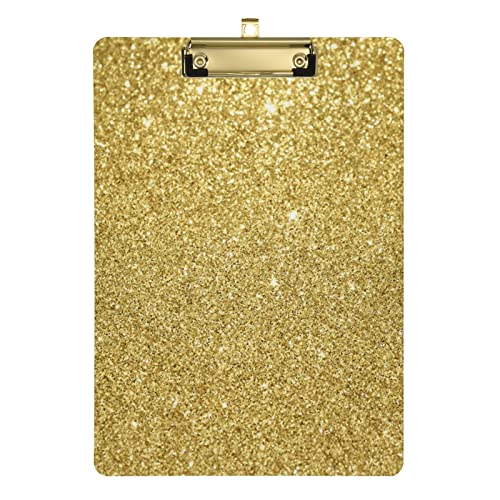 Goldfarbenes Acryl-Klemmbrett, A4 Briefgröße, dekorative Clipboards mit Text-Logo für Studenten, Männer, Frauen – 22,9 x 31,8 cm mit niedrigem Profil-Metallclip von CHIFIGNO