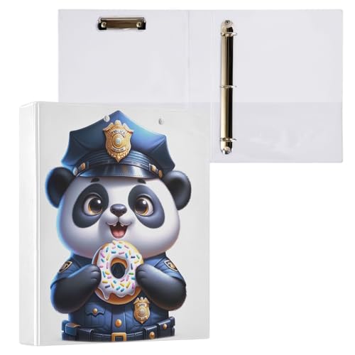 Niedlicher Panda-Donut-Ordner mit 3 Ringen, 3,8 cm, runde Ringbücher mit rutschfestem Metallclip, Basisbuch, Notizbuch für Arbeit, Schule, Büro, 1 Stück von CHIFIGNO