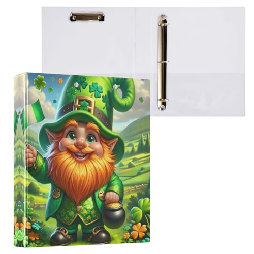 St. Patrick's Day Gnome 3-Ring-Ordner, 3,8 cm, dekorativer Drei-Ringbuch, hält 200 Blatt, vielseitige Ordner für Schule, Bürobedarf, 1 Packung von CHIFIGNO