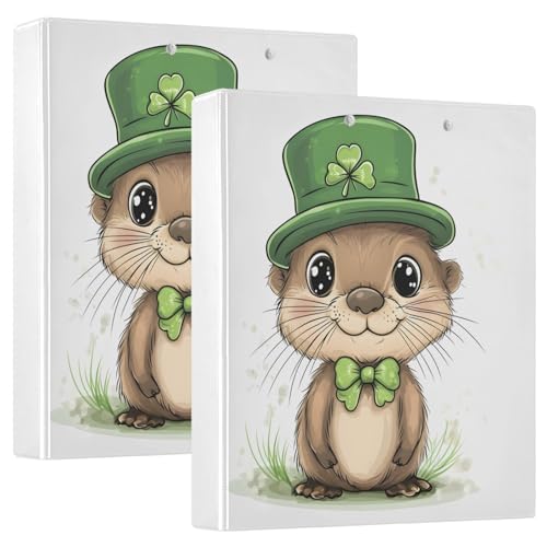 Süßer St. Patrick's Day Otter 3-Ringordner, 3,8 cm, für 200 Blatt, dekorativer niedlicher Ordner, Organizer für Arbeit, Schule, Büro, 2 Stück von CHIFIGNO