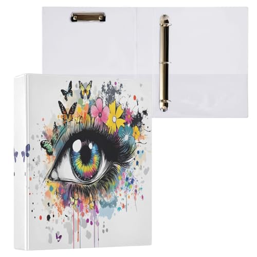 Vivid Eye Rainbow Tie Dye Butterflies Flowers 3 Ringbinder, 3,8 cm, vielseitige Ordner für 200 Blatt, runder Ringordner für Schule, Bürobedarf, 1 Packung von CHIFIGNO