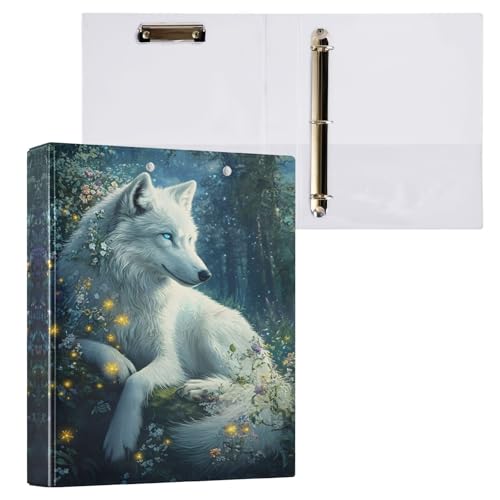 White Wolf Blue Eyes Ordner mit 3 Ringen, haltbar, für 200 Blatt, Drei-Ringordner, dekorativ für Schule, Bürobedarf, 1 Packung von CHIFIGNO