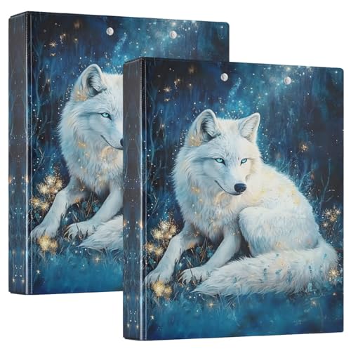 White Wolf Dunkelblau, 3,8 cm Ordner, 3 Ringe, Basic Binder Notizbuch für 200 Blatt, runder Ringordner für Schulbedarf, 2 Stück von CHIFIGNO