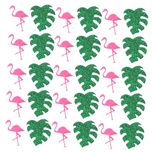 CHILDWEET Hawaiianische Tischdekoration feines Monstera-Blatt Flamingo-Konfetti Streuer 10 Party-Dekorationsfüllung für Geburtstags- und Festivalbedarf von CHILDWEET