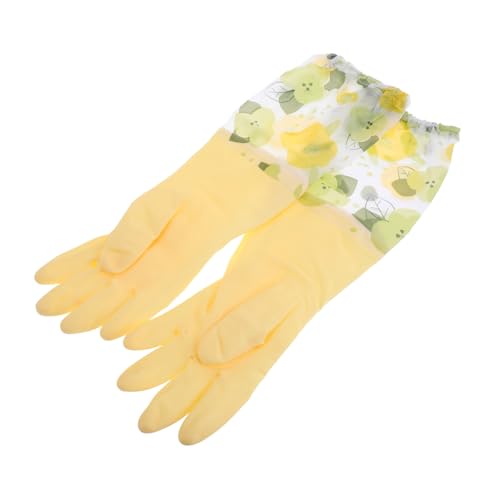 CHILDWEET 1 Paar Wasserdichte Küchenhandschuhe Sieb Beauty-handschuhe Werkzeug Bohrer Notstromkabel Item-tools Mittlerer Kragen Süßes Schlüsselband Kegelkragen Polyvinylchlorid (pvc) Yellow von CHILDWEET