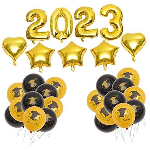 CHILDWEET 1 Satz 2023 Abschlussballons retro Partyballons Party-Kulisse Dekorationen Bänder classroom decorations party sachen Grad Mütze Girlande Abschluss Ballon Aluminiumfolie Golden von CHILDWEET