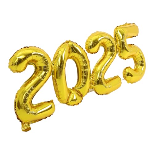 CHILDWEET 1 Satz 2025 Ballon 2025 Ballon-helium Girlande Ballonbogen Heliumballons Zum Geburtstag Urlaub Party 2025 Neujahrsballons Ballonsäulen-kit Gold 2025 Golden Aluminiumfolie von CHILDWEET