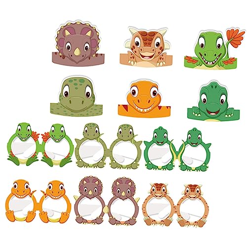 CHILDWEET 1 Satz Dinosaurier Papier Hut Brille Partyzubehör Dinosaurier-Hüte Die kinderparty mitgebsel dekoration weihnachten Geburtstagsbrille für Dinosaurier-Party-Requisiten von CHILDWEET