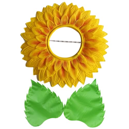 CHILDWEET 1 Satz Kopfschmuck Aus Sonnenblumen Bausatz Hüte Für Damen Lustiges Sonnenblumenkostüm Cosplay-blumenkopfbedeckung Sonnenblumen-kostüm-Partyhut Blumenkostüm Für Mädchen Seidentuch von CHILDWEET