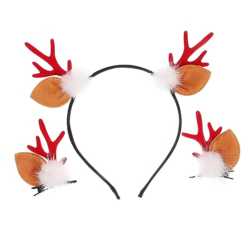 CHILDWEET 1 Satz Weihnachtsgeweih Stirnband Weihnachtsschleife für Haare Hirschgeweih Haarband weihnachts haarreif weihnachtlicher haarreif weihnachtsdeko Weihnachtshaarschmuck Plastik von CHILDWEET