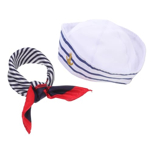 CHILDWEET 1 Set Matrosenhut Set Kapitänshut Für Dekoration Bühnenauftritt Kapitänshut Matrosenkapitän Kostümhut Cosplay Matrosenhut Und Schal Boot Kapitänshut Yacht Outfit Hut von CHILDWEET