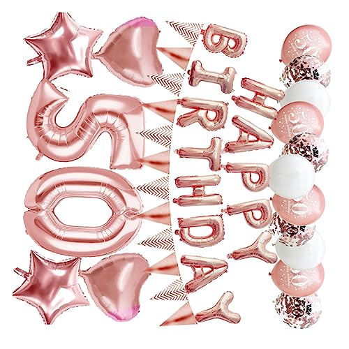 CHILDWEET 1 Set Rosafarbene Geburtstagsballons Gold Pailletten Ballonanzug Zartes Geburtstags Themen Ballons Set Dekoration Für Wand Tür Fenster Roségold Ideal Für 50 Geburtstag Und von CHILDWEET