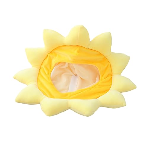 CHILDWEET 1 Stk Sonnenblumenkopfbedeckung Sonnenhut albern lustiger Plüsch sonnenblumen kopfschmuck fasching kopfbedeckung Neuheit Partyhut Plüsch-Partyhut Plüsch und pp Baumwolle Yellow von CHILDWEET