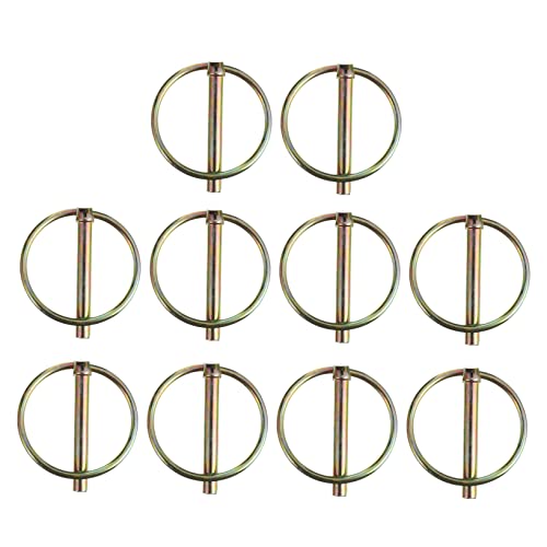 CHILDWEET 10 Pcs O-stift Lynchen Verriegeln Anhänger Pflicht Kupplungssperrstift Küche Lynchnadel Kupplungsbolzenschloss Lynch-pin-verschluss Rostfreier Klappstecker Golden Kohlenstoffstahl von CHILDWEET