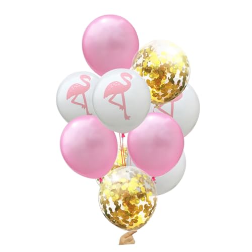 CHILDWEET 10 Teiliges Luftballon Set Rosa Mit Flamingo Druck Und Goldenen Pailletten Dekoratives Ballon Set Für Hochzeit Geburtstag Und Partys Ideal Für Kreative Feiern von CHILDWEET