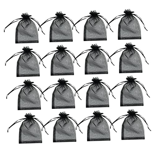 CHILDWEET 100St Beam- -Aufbewahrungstasche Flasche klare Verpackungsbeutel Taschen Karte seidenband ribbon Aufbewahrungstasche in reiner Farbe Bündel Mund Geschenktüte Organza Black von CHILDWEET