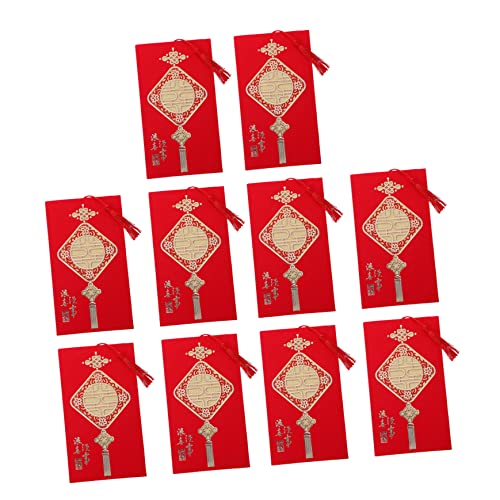 CHILDWEET 10St Hochzeitseinladung Geschenkkarten zur Hochzeit Golddekor die chinesen wedding card briefumschläge romantische Einladungskarten Einladungskarte aus Papier Quasten aus Nylonseil von CHILDWEET