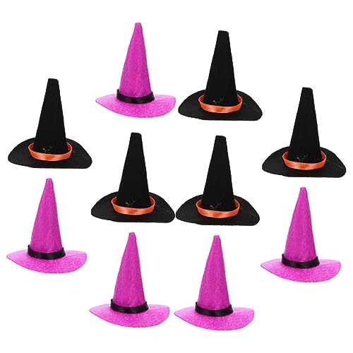 CHILDWEET 10St kleine Huthüllen Mini-Hexenhut Hexenhüte Masse Kappe individueller Halloween-Hexenhut Kessel wohnungseinrichtung wohnungsdeko Miniatur-Puppenhut Minihüte zum Basteln Filzstoff von CHILDWEET