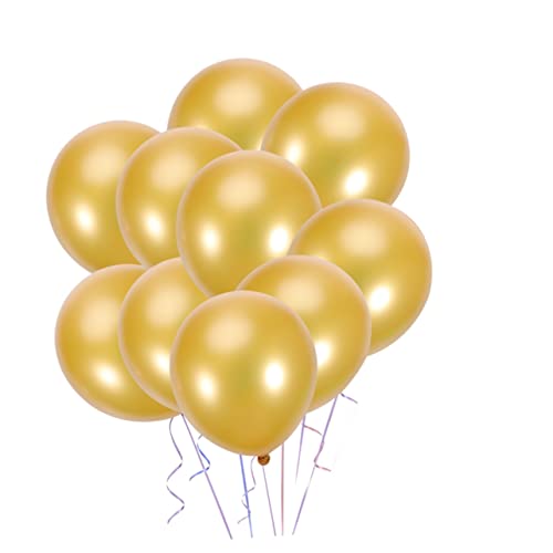 CHILDWEET 10st Dekorationsballon Hochzeitsdeko Runder Ballon Dekorativer Luftballon Latexballon Partyballon Golden von CHILDWEET