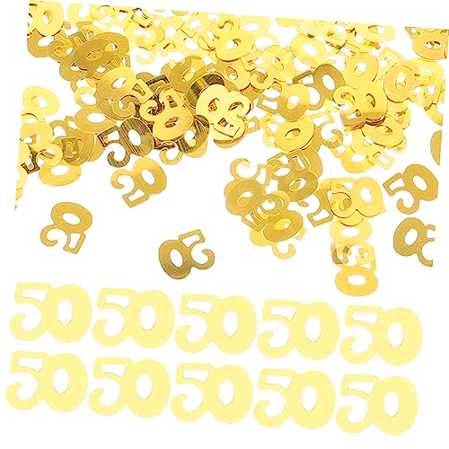 CHILDWEET 1200 Stück 50 Jahrestag Konfetti confetti konfetti bunt die hochzeit geschenpapier inc Konfetti-Zahlen runden hochzeitsgeschenk bastelset Zahl Konfetti Dekoration Konfetti Golden von CHILDWEET