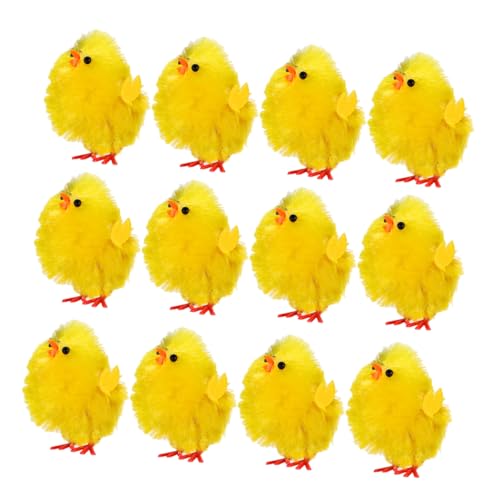 CHILDWEET 12St Osterdeko-Küken Taschendekoration Mini-Dekoration Küken-Kuchen-Küken party dekoration tischdeko ostern Osterkükenfiguren Osterpartyzubehör Chemiefaser und Kunststoff Yellow von CHILDWEET