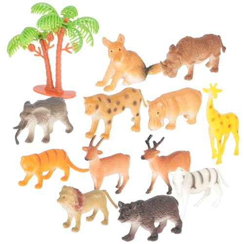 CHILDWEET 12St Tiermodell Waldtiere Wald-Babyparty-Dekorationen kleine Tiere Waldtier-Babyparty Waldkuchendekorationen Miniaturtiere Tigerfiguren Waldthema-Babypartydekorationen Plastik von CHILDWEET