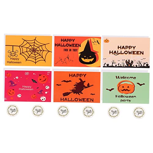 CHILDWEET 12st Halloween-karte Neon Glühen Grußkarten Aufkleber Einladung Lädt Ein Geburtstagsfeier Party Nachrichtenkarten Halloween-segenskarten Postkarten Mit Umschlägen Papierstau von CHILDWEET