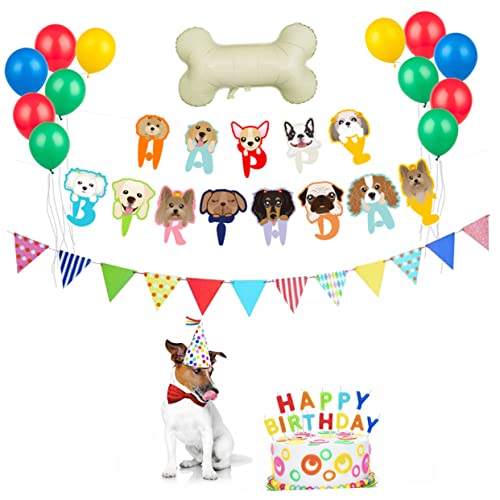 CHILDWEET 15-Teiliges Set Haustier Hund Luftballons Alles zum Geburtstag-Banner Hundespielzeug zum Geburtstag hochzeitslaken hochzeitsbingo Luftballons zur Raumaufteilung Partygeschenke von CHILDWEET