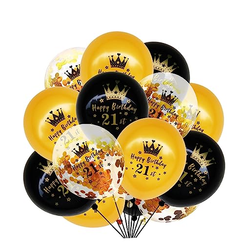 CHILDWEET 15st Geburtstag Luftballons Hallo Luftballons Geburtstagsballon Geburtstagsdekoration 21 Jahre Alte Geburtstagsgeschenke Jubiläum Luftballons Gold 21. Geburtstag Funkeln Emulsion von CHILDWEET