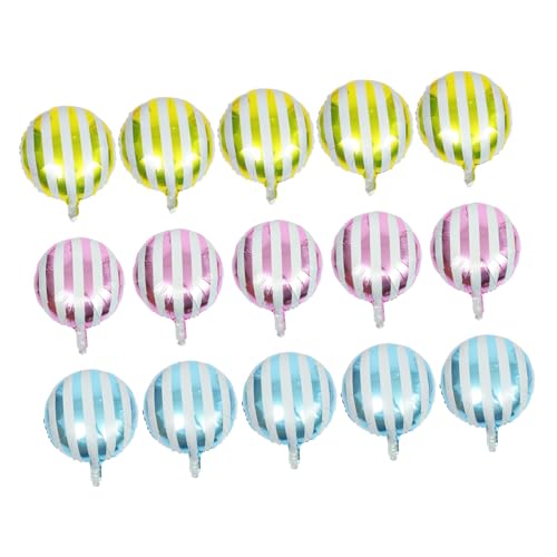 CHILDWEET 15st Runder Gestreifter Ballon Partyzubehör Heliumballons Süßigkeiten Ballons Valentinstag Luftballons Ballonringe Zahlenballons Geburtstagsfeier Ballon Partyballons Aluminiumfolie von CHILDWEET