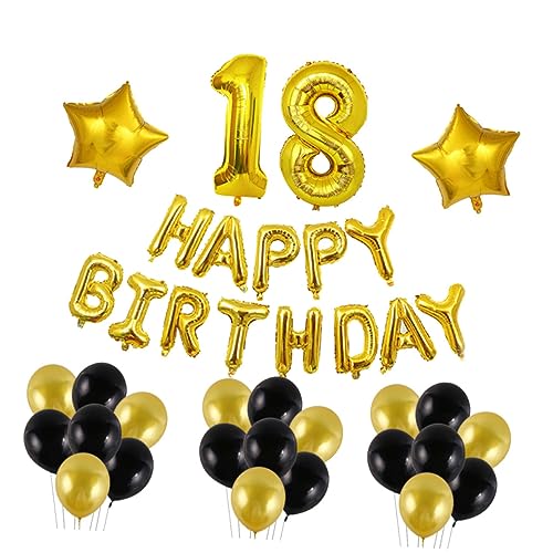 CHILDWEET 18 Jahre Alt Alles Zum Geburtstag Luftballons Kit Dekoratives Set Aus Naturlatex Und Aluminiumfolie Golden Für Geburtstagsfeier Und Feierlichkeiten Inklusive Lange von CHILDWEET