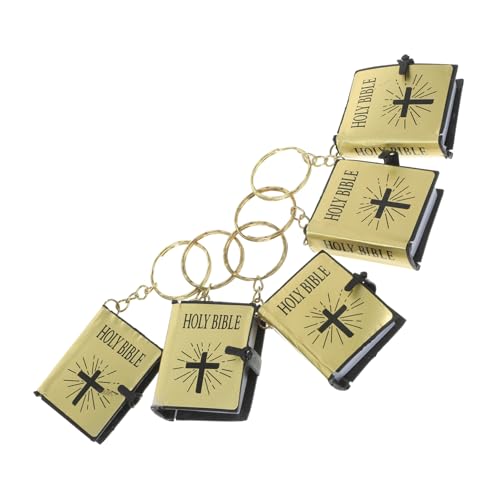 CHILDWEET 18 Stk Bibel Schlüsselanhänger Mini-Vers Schlüsselbundanhänger Ringe Mini-Bibel christliche religiöse Taschenanhänger Festival-Schlüsselanhänger Papier Golden von CHILDWEET