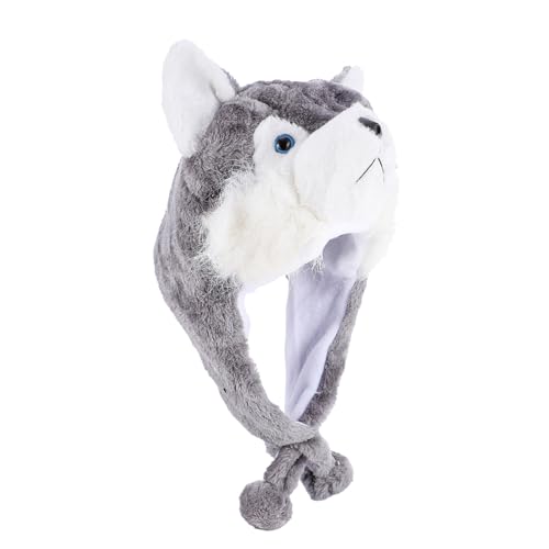 CHILDWEET 1stk Kuscheltier Hut Tiermütze Party Lustiger Hut Skimütze Mit Tiermotiv Cosplay-outfits Neuheit Partyhut Plüschtiere Hut Motorhaube Für Plüsch Und Pp Baumwolle Grey von CHILDWEET