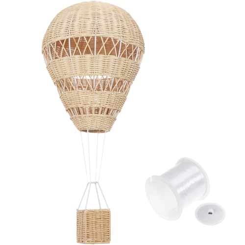 CHILDWEET 1stk Rattan Gewebter Heißluftballon Cool Wandmontierter Heißluftballon Kind Lackierbar Deckel Heißluftballon-Ornament Heißluftballonlaternen Nacht Korb Ente Khaki Eisendraht von CHILDWEET