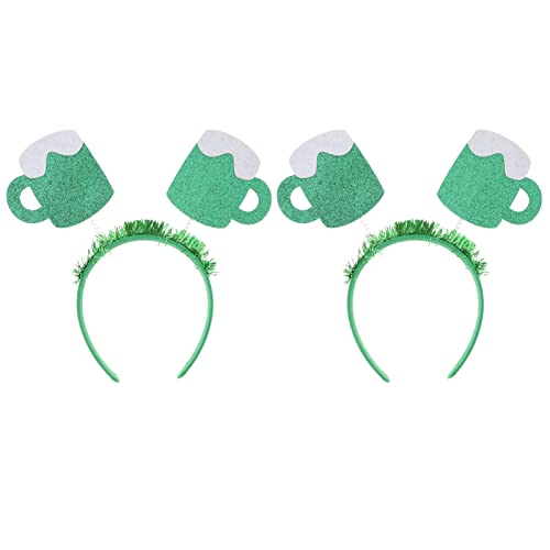 CHILDWEET 2 Stk Bier Stirnband durchsichtiger Zeitschriftenhalter u-Klammer Bier-Fotokabine Stolz-Stifte fasching kopfbedeckung fasching kopfschmuck Partybopper Bier-Stirnbänder Stoff Green von CHILDWEET