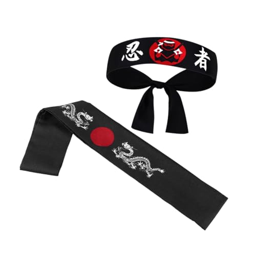 CHILDWEET 2 Stück Japanisches Ninja Kopftuch Kopfbandana Stirnbänder Stirnband Karate Versorgung Japanisches Kochkostüm Karate Kopfband Hut Chef Versorgung Karate Zubehör von CHILDWEET