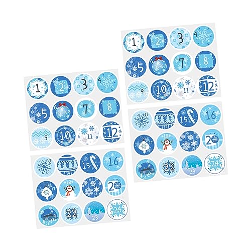 CHILDWEET 20 Blätter Weihnachtskalender-aufkleber Weihnachtsbäume Weihnachtsschneemann Dekoration Geburtstagsdekorationen Blaue Adventskalenderzahlen Weihnachten Beschichtetes Papier Blue von CHILDWEET