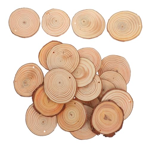 CHILDWEET 20 Stück Weihnachtsdekoration Holzspäne Holzscheibe Baudekorationsmaterialien Blanko Ornamente Zum Basteln Von Echtholzscheiten Klassische Bauholzscheitscheiben DIY Ornamente von CHILDWEET