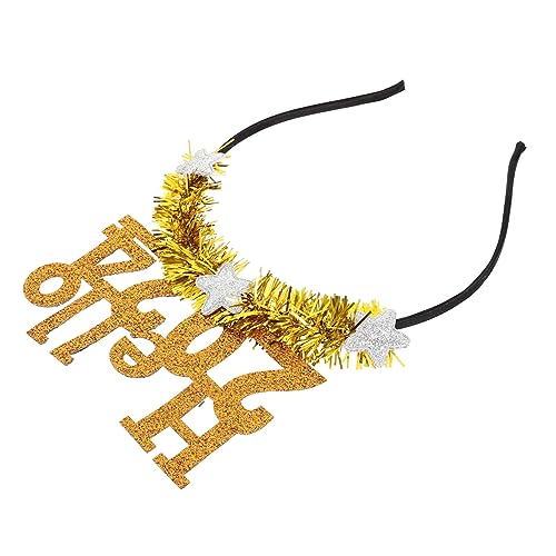 CHILDWEET 2024 Party-Kopfschmuck Tiaras Geburtstagsdekorationen Krawatten Haarspange Jahr-Banner haarclips haarnadeln Party-Haarband Haarreifen für das neue Jahr Latte-Kunst Golden von CHILDWEET