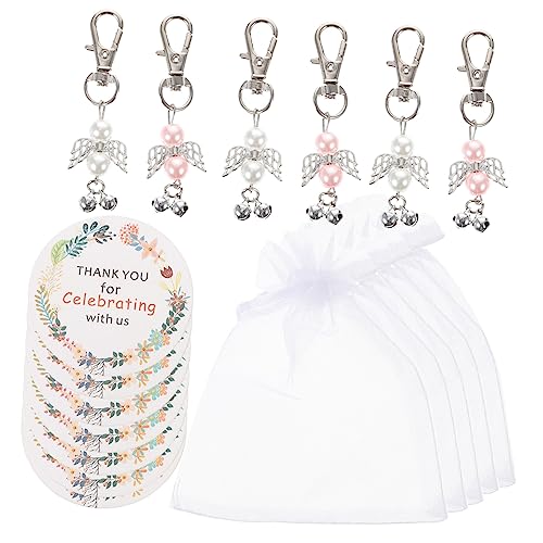 CHILDWEET 24 Sätze Engel Schlüsselanhänger babyparty party Keychains for guests partydeko einschulung Taufgeschenke für Jungen Babypartygeschenke für Gäste Organza von CHILDWEET