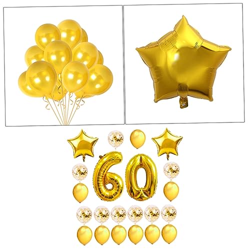 CHILDWEET 24 Stück Goldene Luftballons Set Für 60 Geburtstag Naturlatex & Aluminiumfolie Inklusive Herzballons Buchstabenballons Und Happy Birthday Ballons Perfekte Deko Für von CHILDWEET