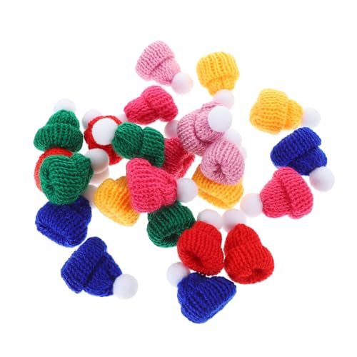 CHILDWEET 24 Stück Mini Strickmützen Weihnachts Mini Wollmützen Für Puppen Und Bastelprojekte Ideal Für Kreativen Weihnachtsschmuck Und Dekoration von CHILDWEET